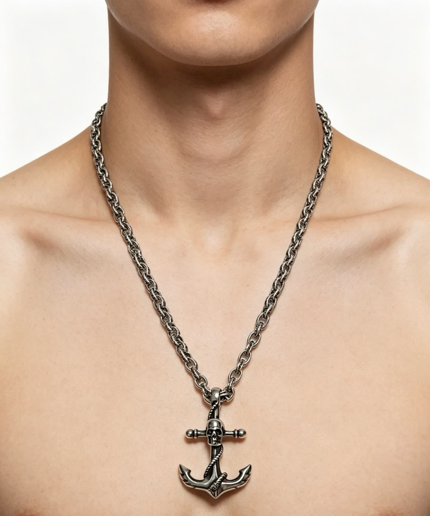 Chrome Hearts Come Bede Anchor Pendant Necklace